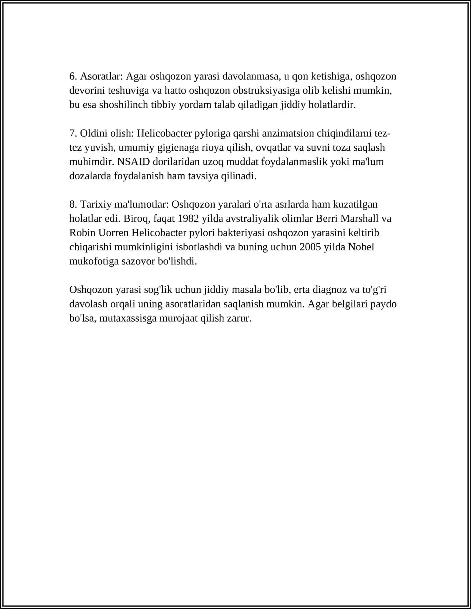 OSHQOZON ICHAK TIZIMI KASALLIKLARI TURLARI VA DAVOLASH CHORALARI 4