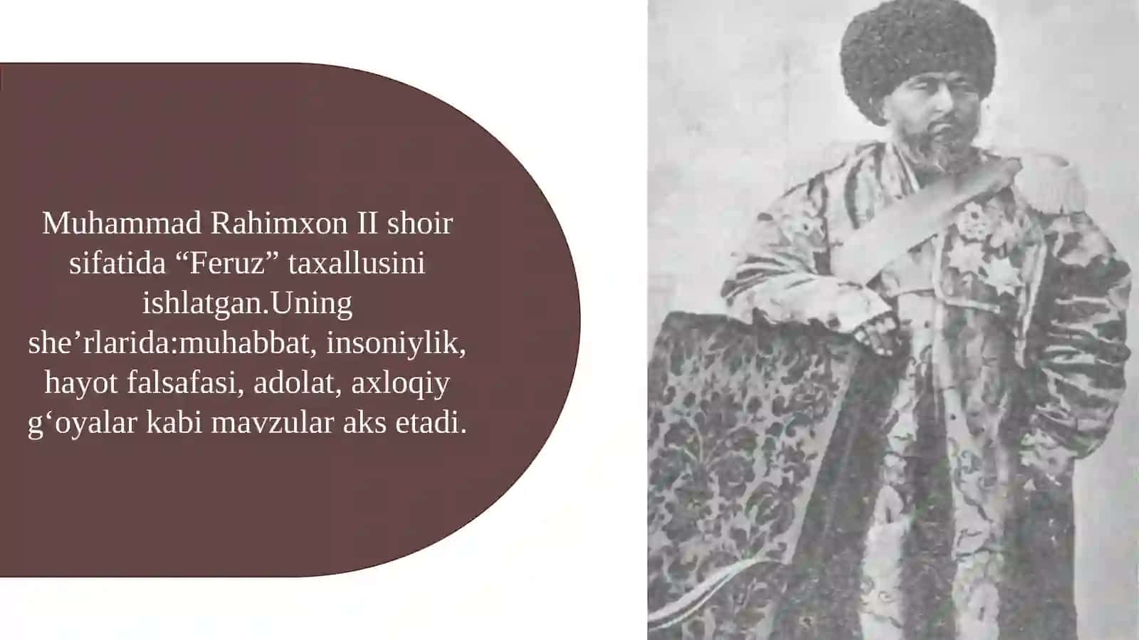O'zbek adabiyoti. Muhammad Rahimxon Feruz 4