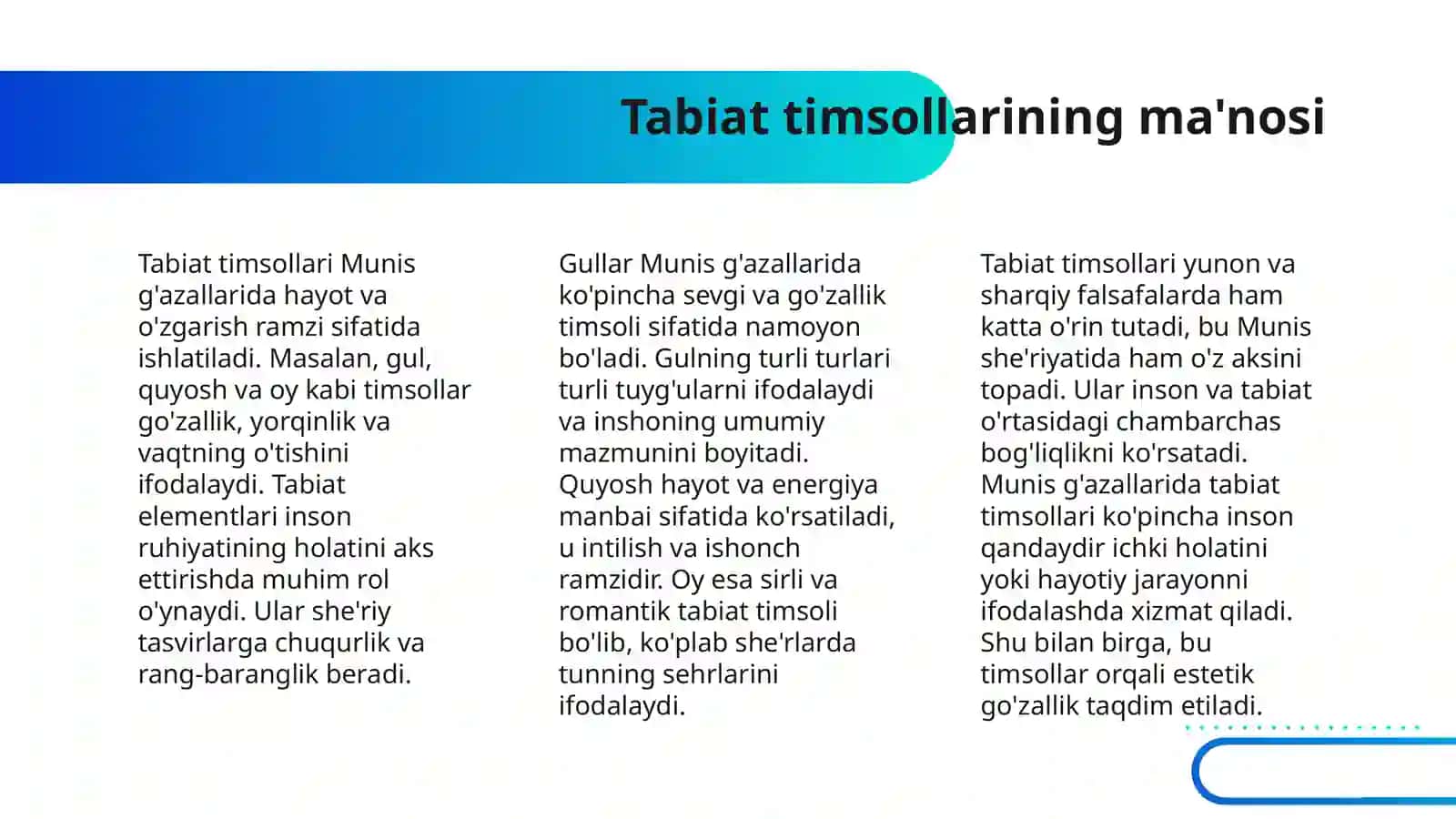 MUNIS G'AZALLARIDA TIMSOLLAR KO'LAMI 4