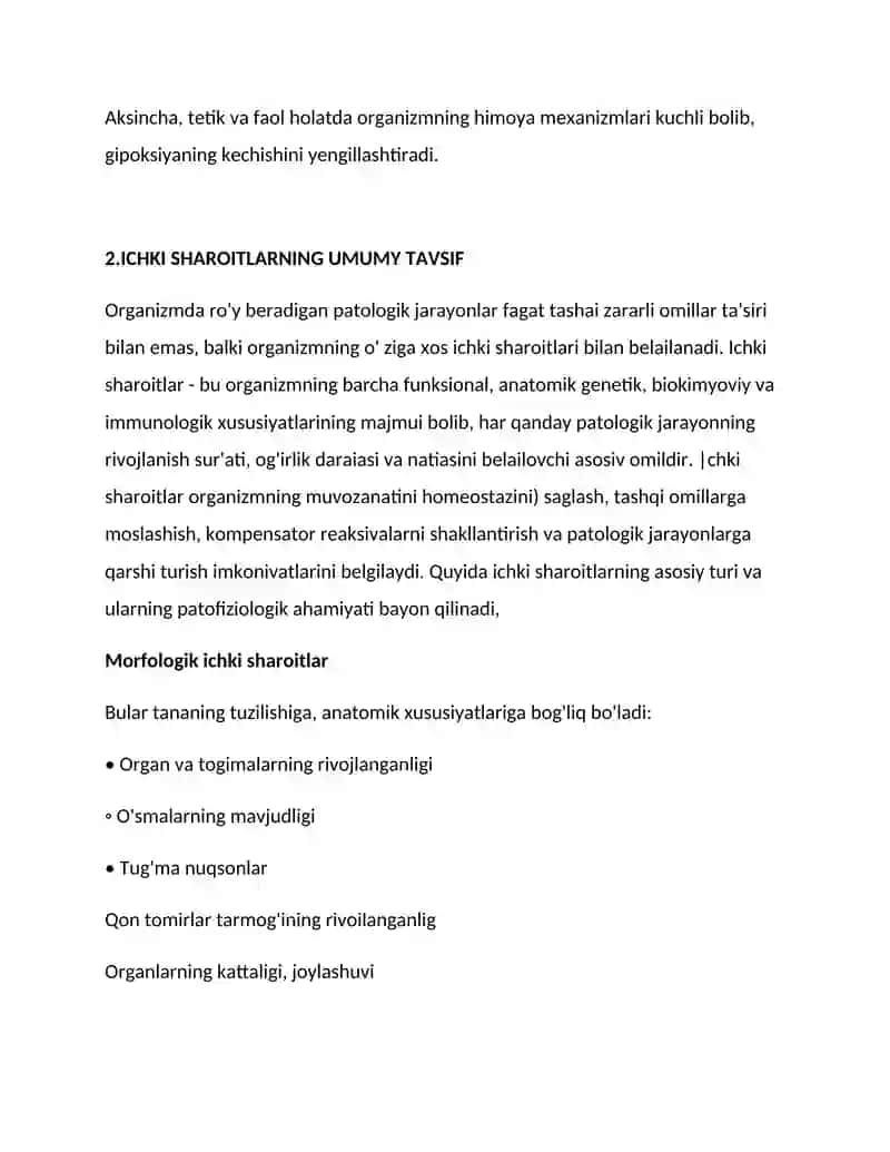 Patologik omillar rivojlanishida ichki sharoitlarning ahamiyati. 4