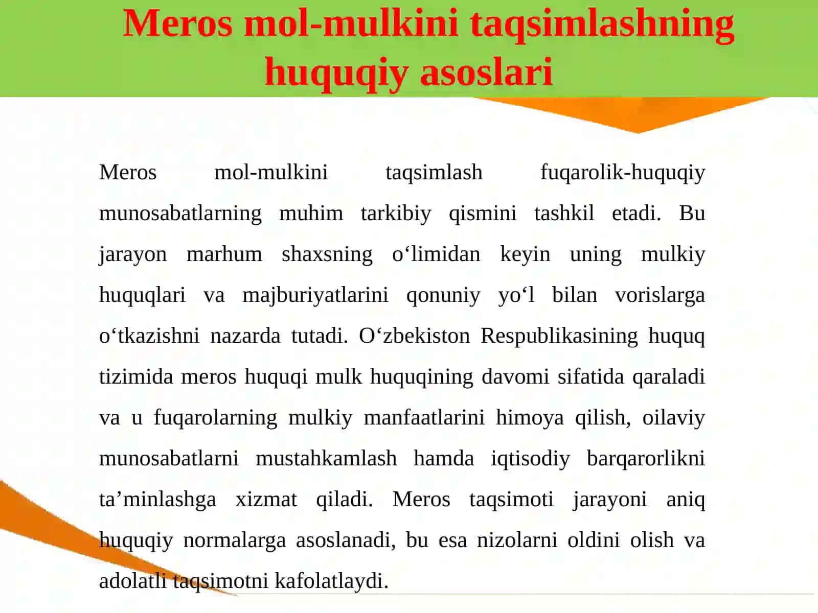 Meros mol-mulkini taqsimlash 4