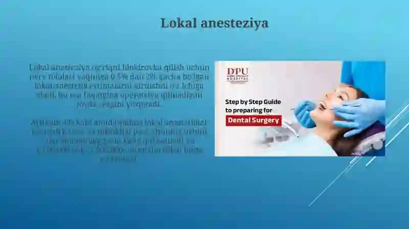 Stomatologik operatsiyalar va tish olishda qolaniladigan ogriqsizlantirish usullari 4