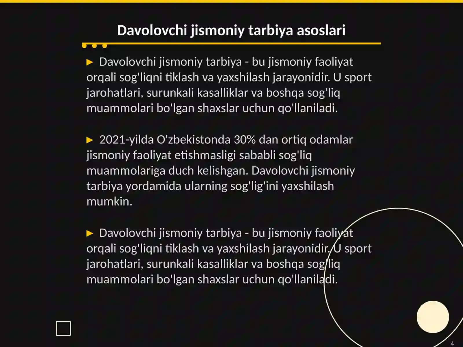 Sport tibbiyoti va davolovchi jismoniy tarbiya 4