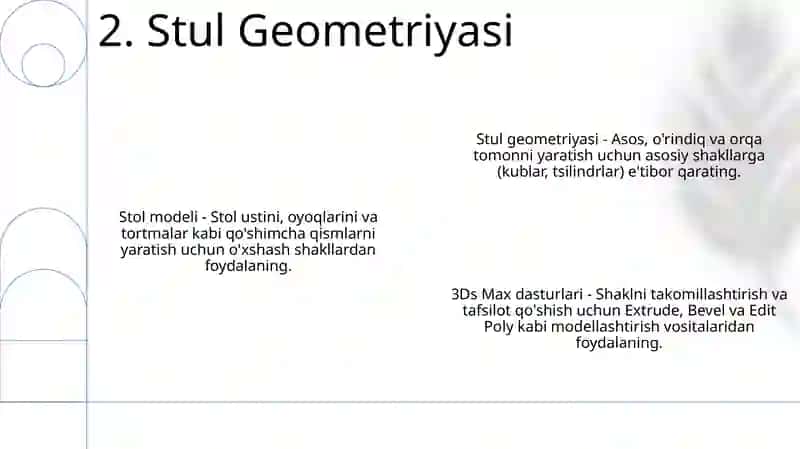 3DS MAX dasturida stol va stul tasvirini yaratish 4