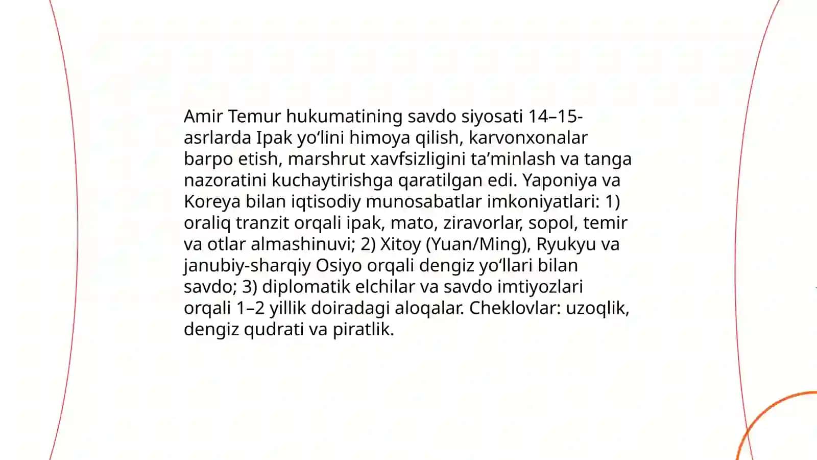 Amir Temur davlatining boshqaruvi va Yaponiya va Koreya 4