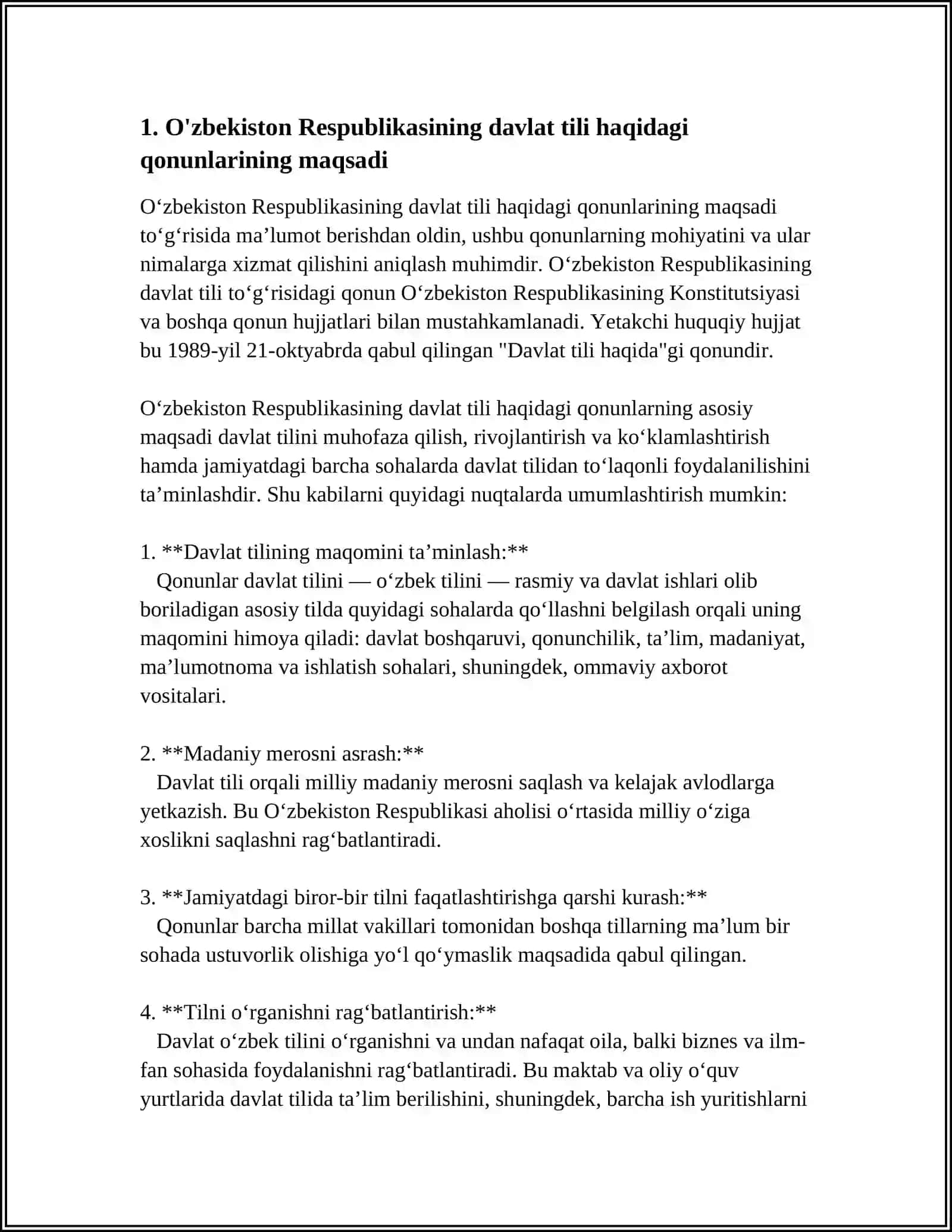 O‘zbekiston Respublikasining Davlat Tili Haqidagi Qonunlari 4