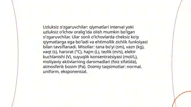 Diskret va usluksiz o’zgaruvchilar 4