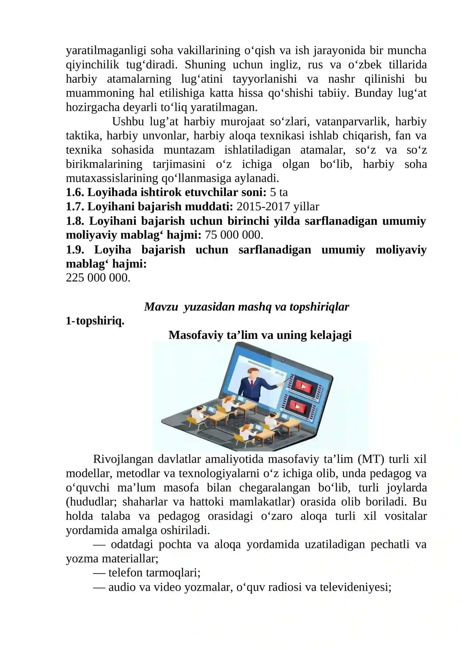 16-mavzu. Loyiha. Loyiha tavsifi Nazariy ma’lumot 4