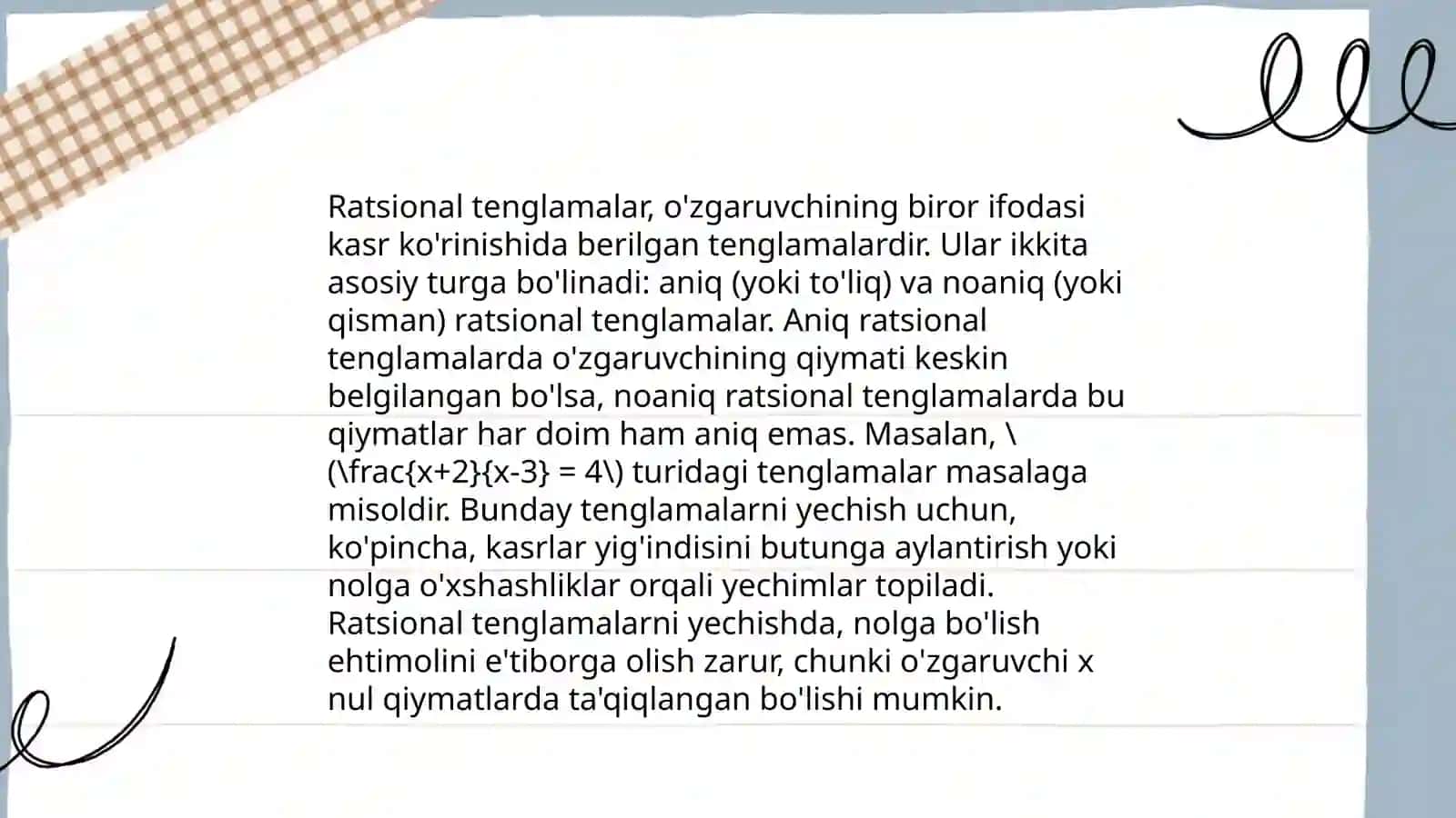 Sodda ratsional tenglamalar va ularning sistemalari 4