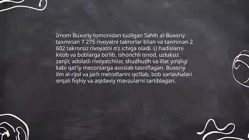 Imom Buxoriy va Imom Termiziyni hadis ilmiga qoshgan hissalari 4