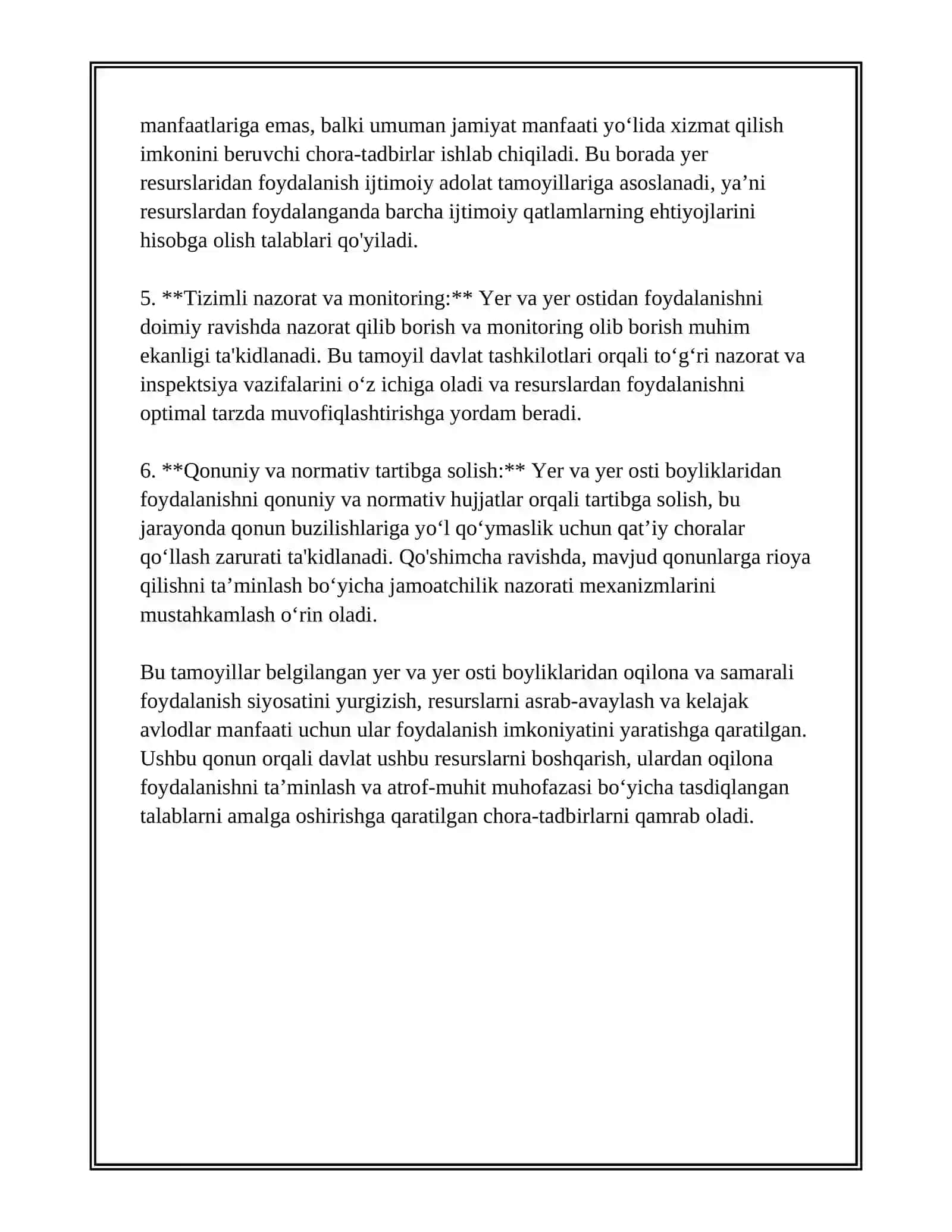 O‘ZBEKISTON RESPUBLIKASI YER VA YER OSTI BOYLIKLARIDAN OQILONA FOYDALANISH TO‘G‘RISIDAGI QONUN 4