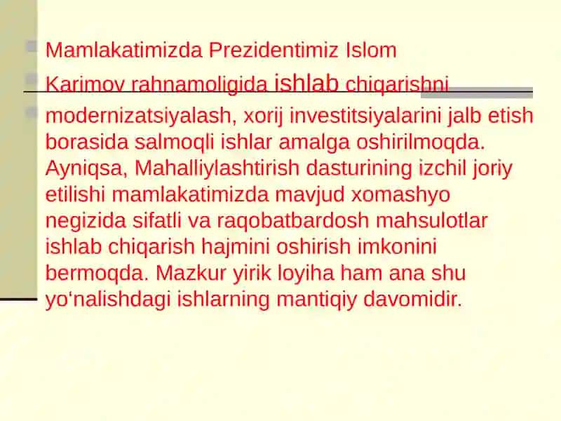 "UZSUNGWOO” O’zbekiston Janubiy Koreya qo’shma korxonasi 4