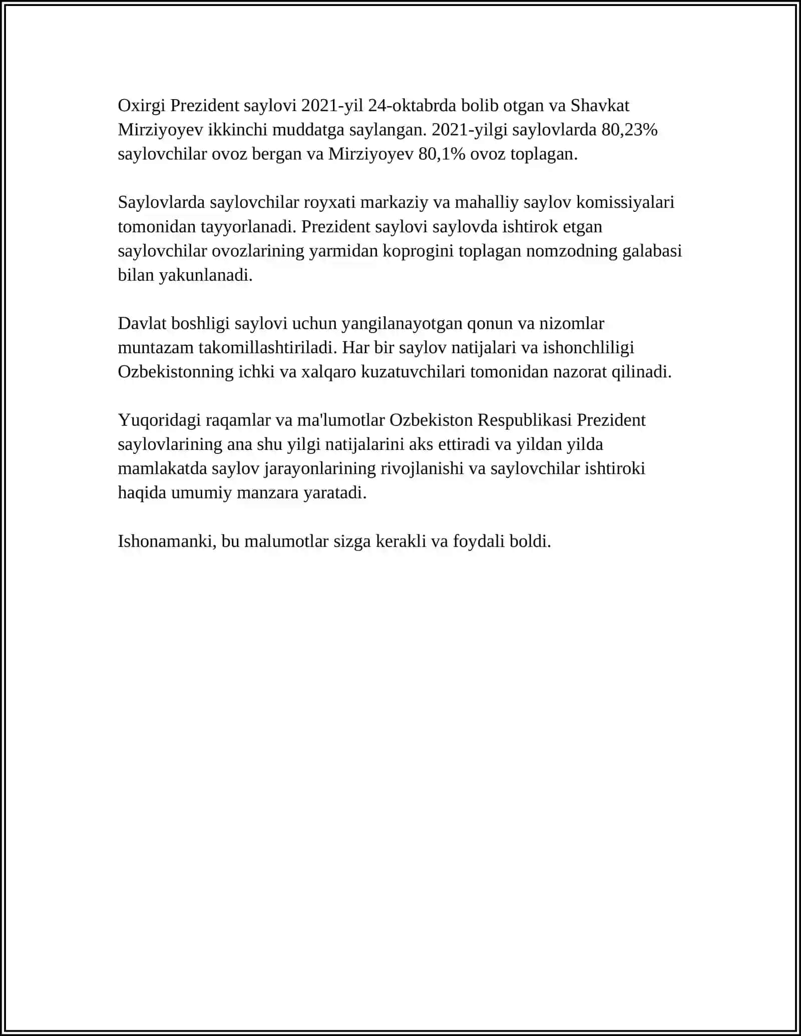 BUGUNGI KUNDA OʻZBEKISTONDAGI IJTIMOIY SIYOSIY AHVOL 4