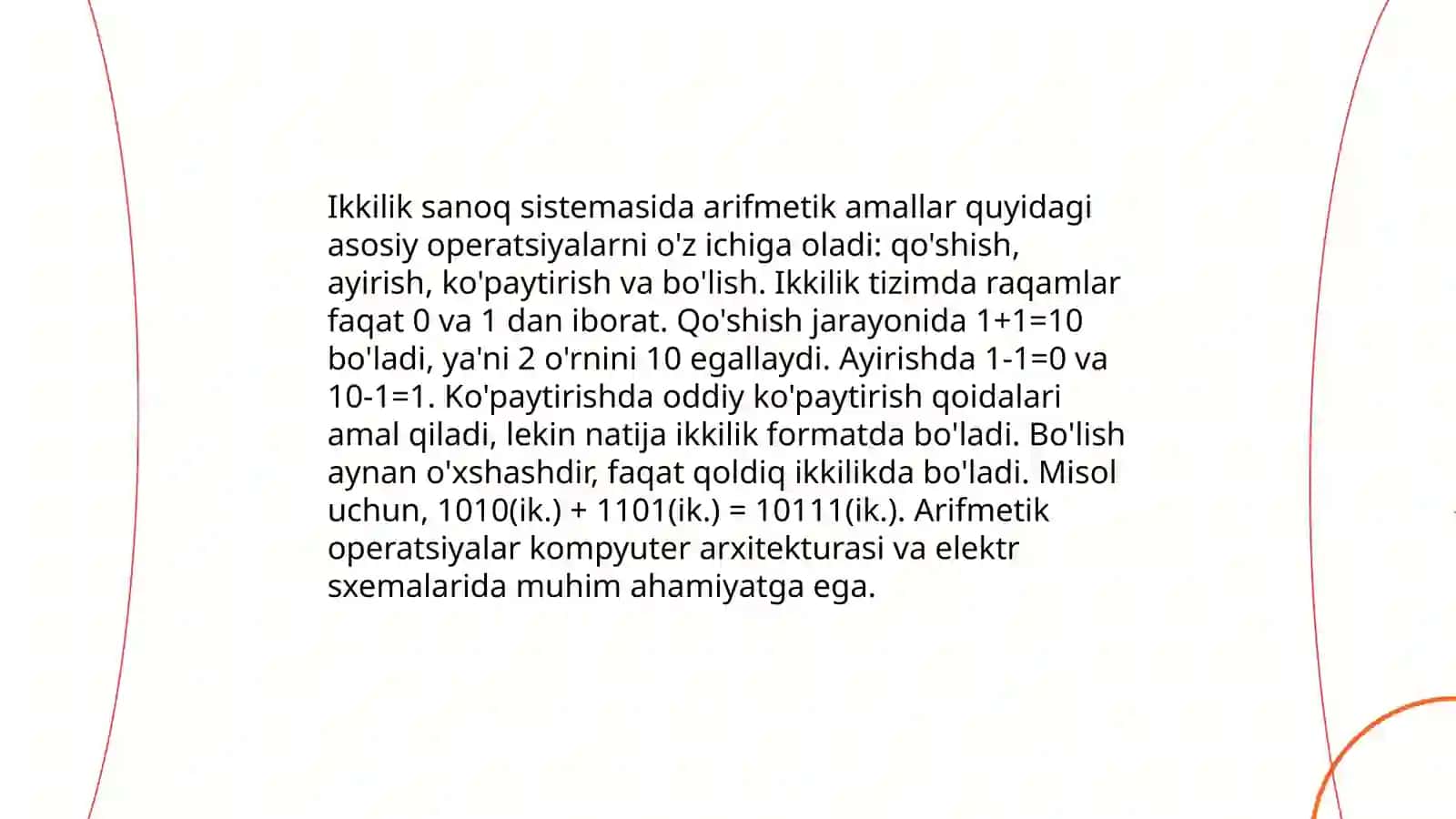 Ikkilik sanoq sistimasining tadbiqi 4