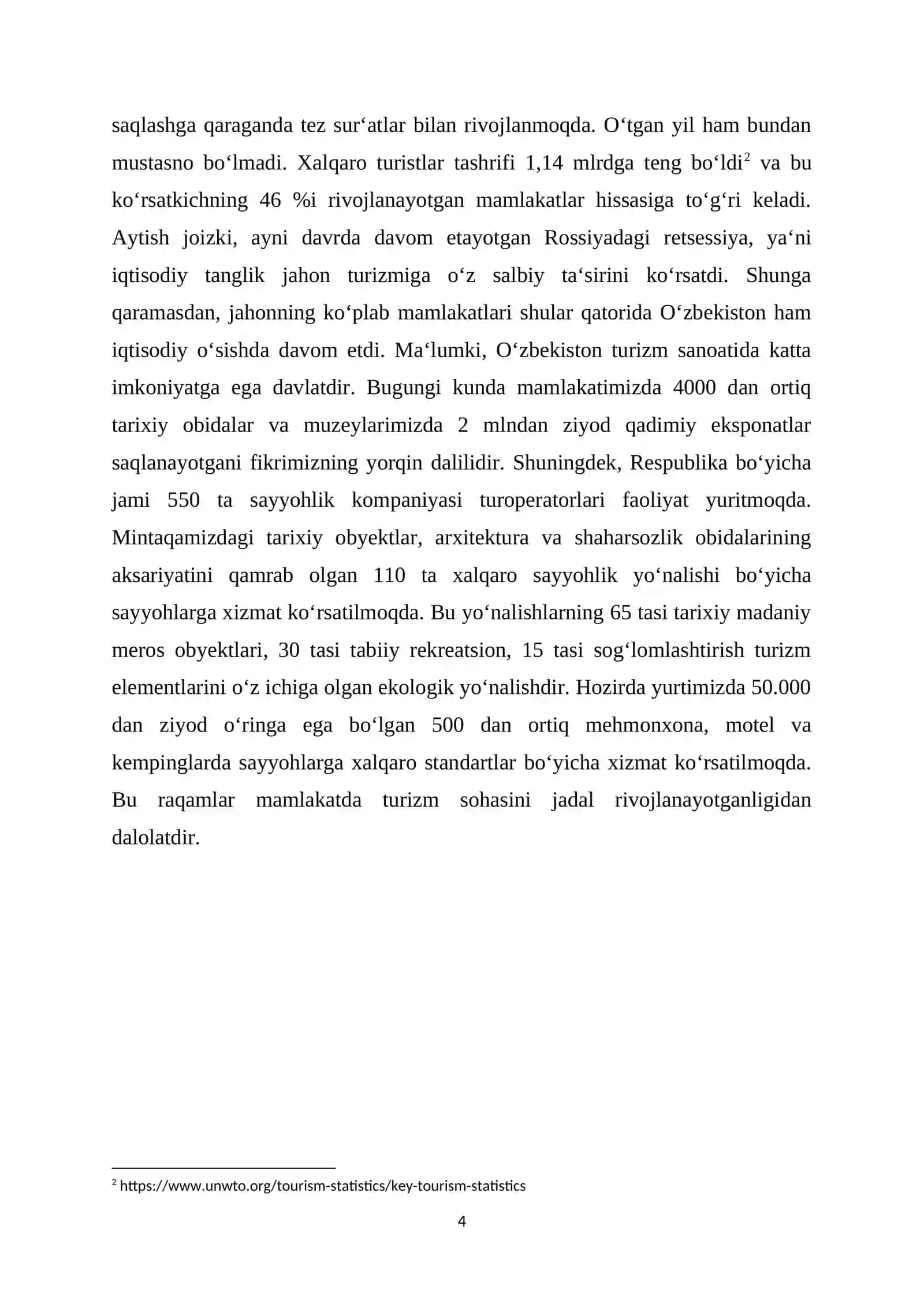 Turizmning globallashish jarayonida davlatlar iqtisodiyotida tutgan o’rni 4