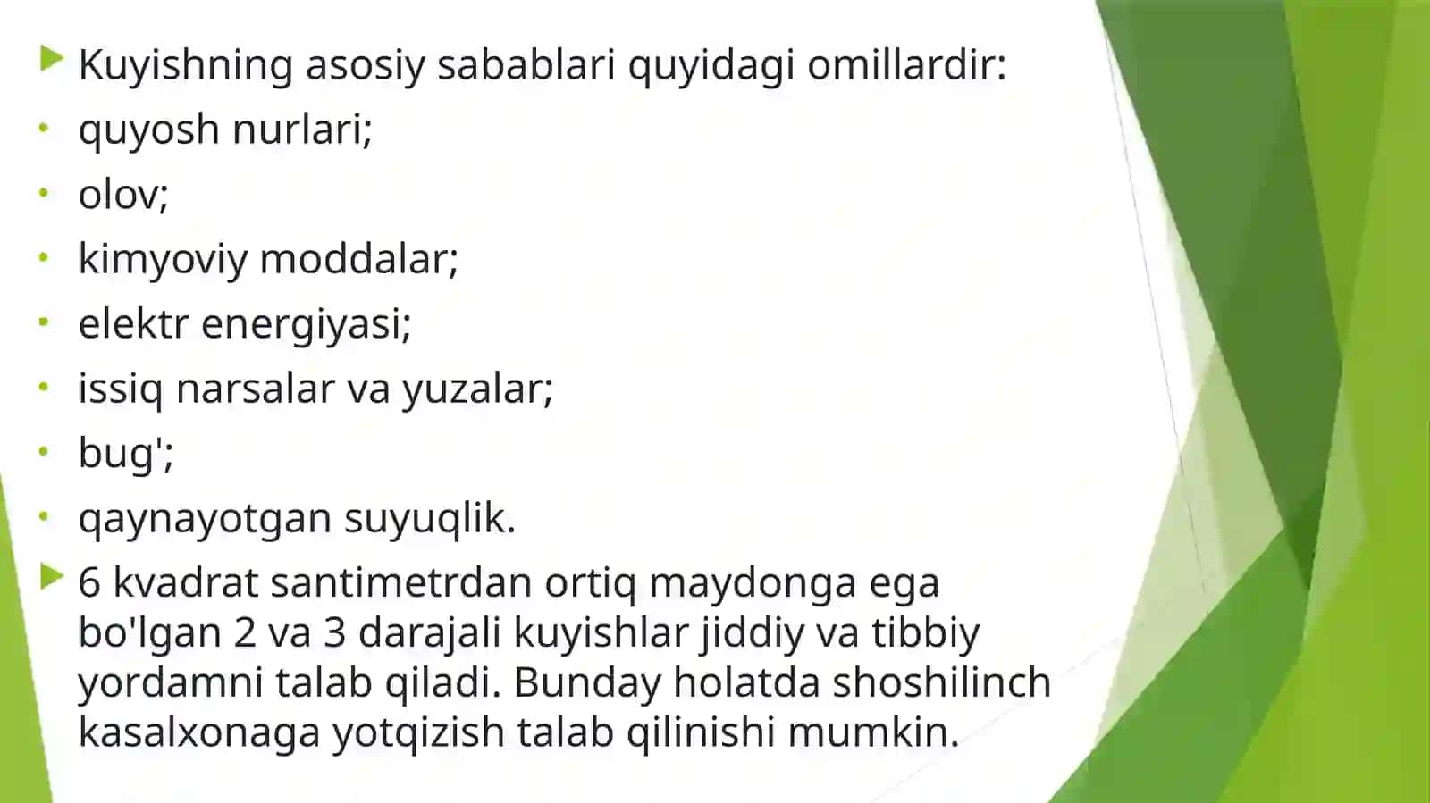 Kuyish, sovuq oldirish va elektrdan jarohatlanishdan himoyalanish 4