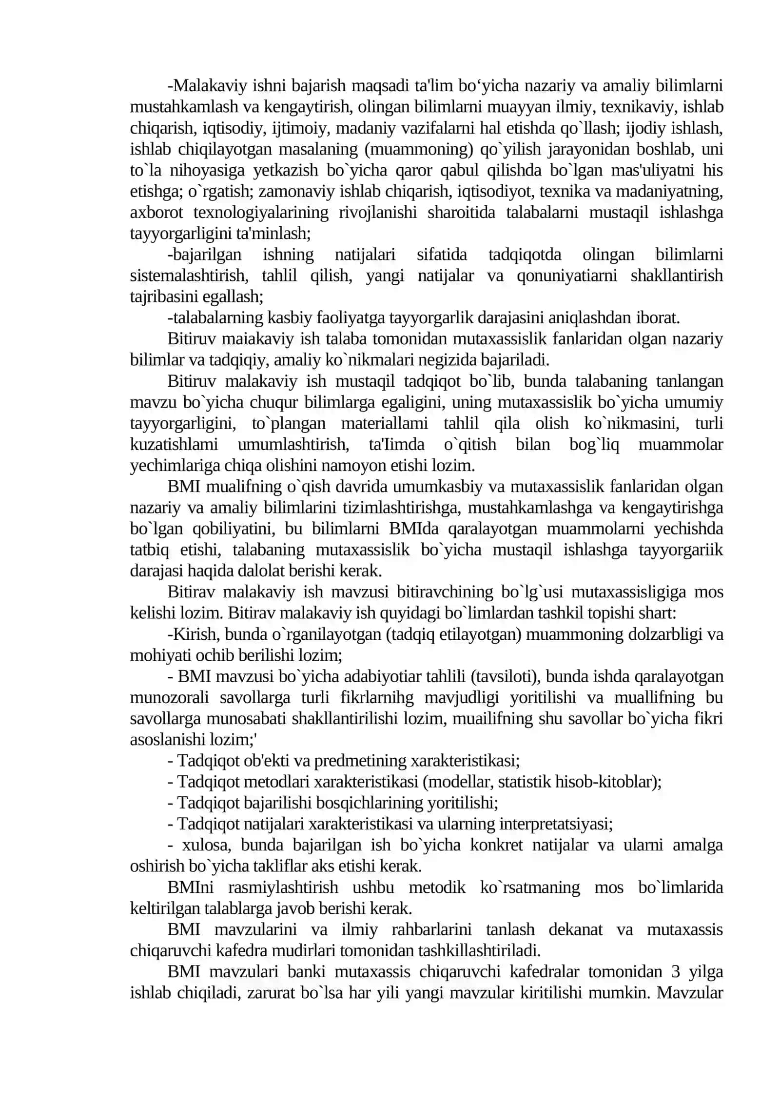 KURS ISHI, BITIRUV MALAKAVIY ISHNI YOZISH TARTIBI 4