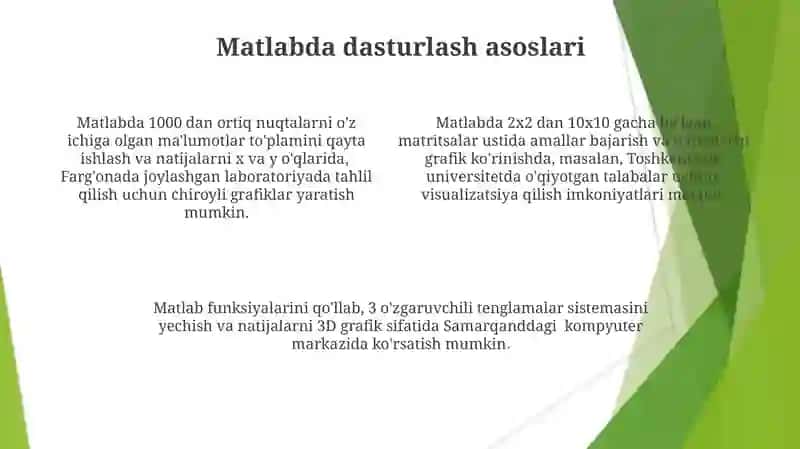 Matlab dasturida dasturlash va uning grafik imkoniyatlari 4
