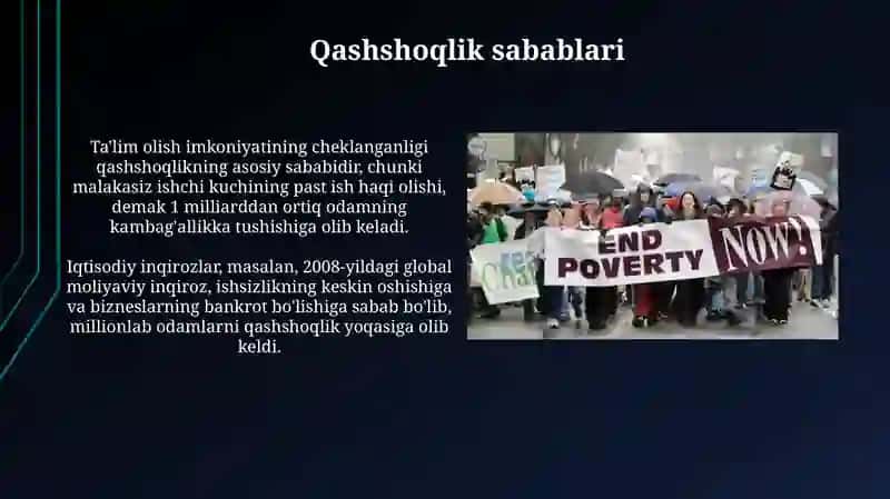 Kambagʻallikni qisqartirish. Kambag'allikni qisqartirishdagi chora tadbirlar 4