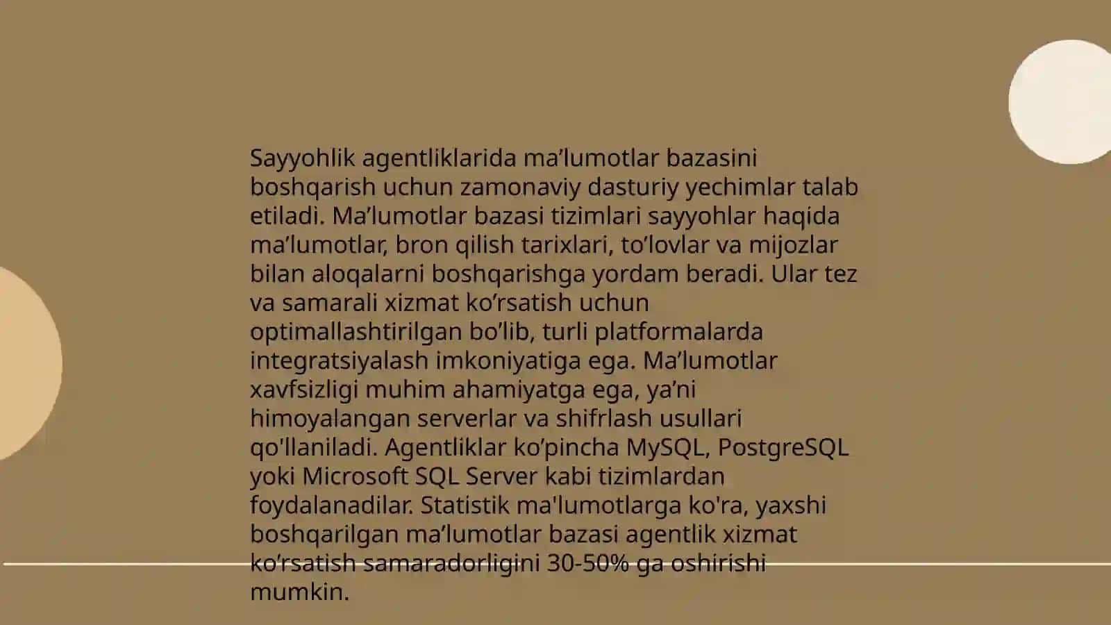 Turizmda ma’lumotlarni boshqarish tizimlari 4