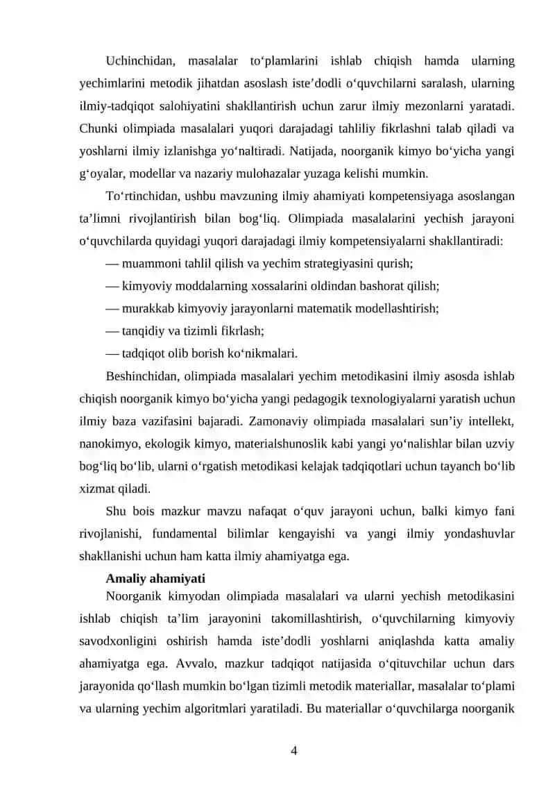Noorganik kimyodan olimpiada masalalari va ularning yechish metodikasi 4