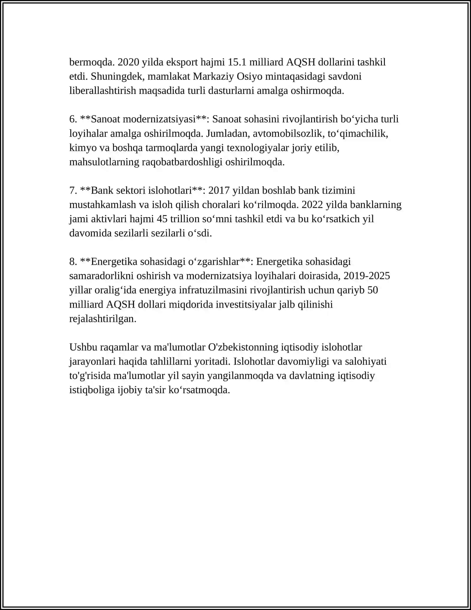 IQTISODIYOT SOHASINI YANADA RIVOJLANTIRISH 4