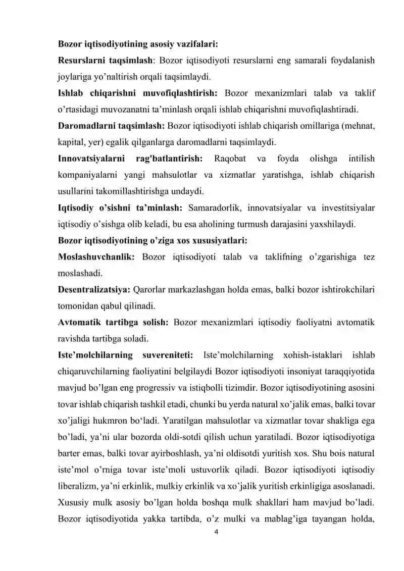 BOZOR IQTISODIYOTI, UNING VUJUDGA KELISHI VA RIVOJLANISHINING SHART-SHAROITLARI 4