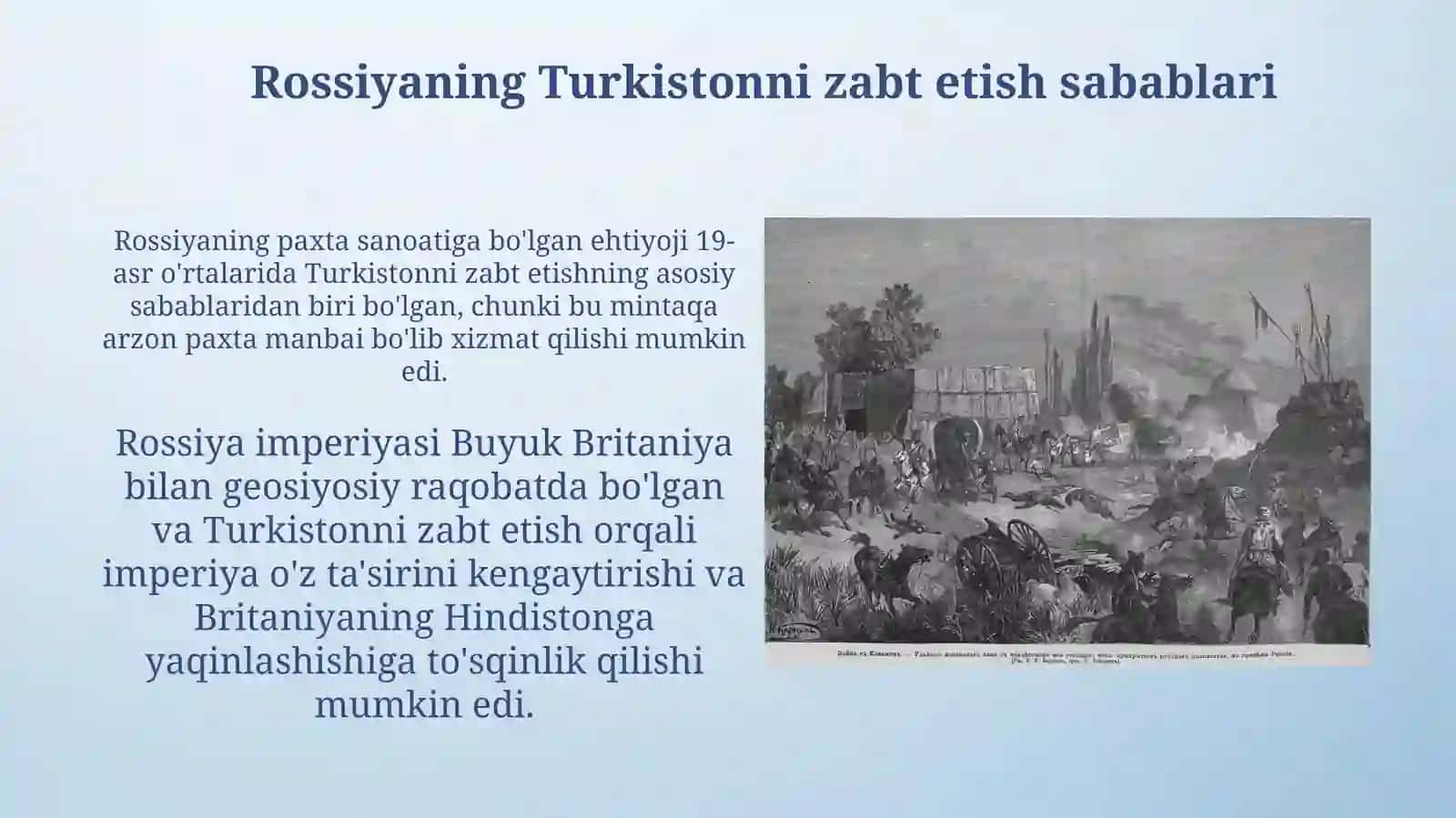Rossiya imperiyasi tomonidan Turkiston oʻlkasining bosib olinishi 4