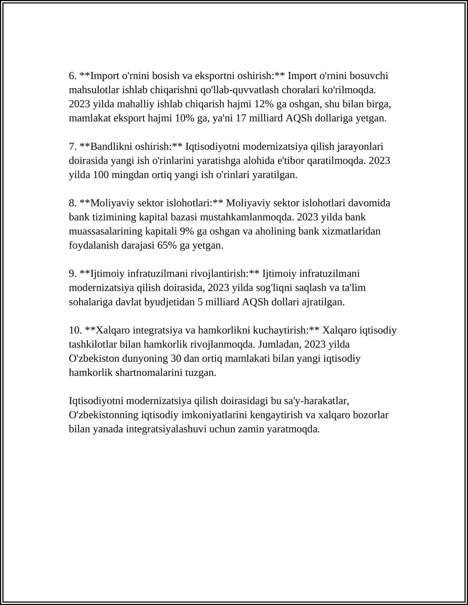 O‘ZBEKISTON RESPUBLIKASINI YANADA RIVOLANTIRISHNING HARAKATLAR STRATEGIYASINING ISHLAB CHIQILISHI 2024-2025-o'quv yili 4