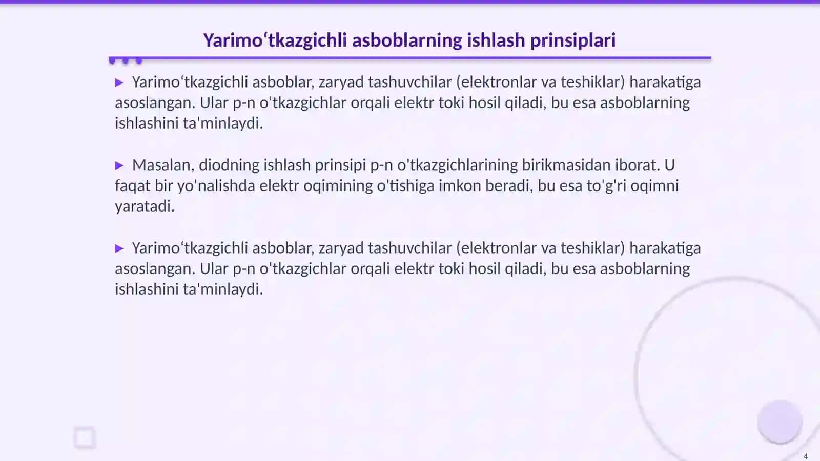 Yarimoʻtkazgichli asboblarning koʻrinishi belgilanishi va qoʻllanilishi 4