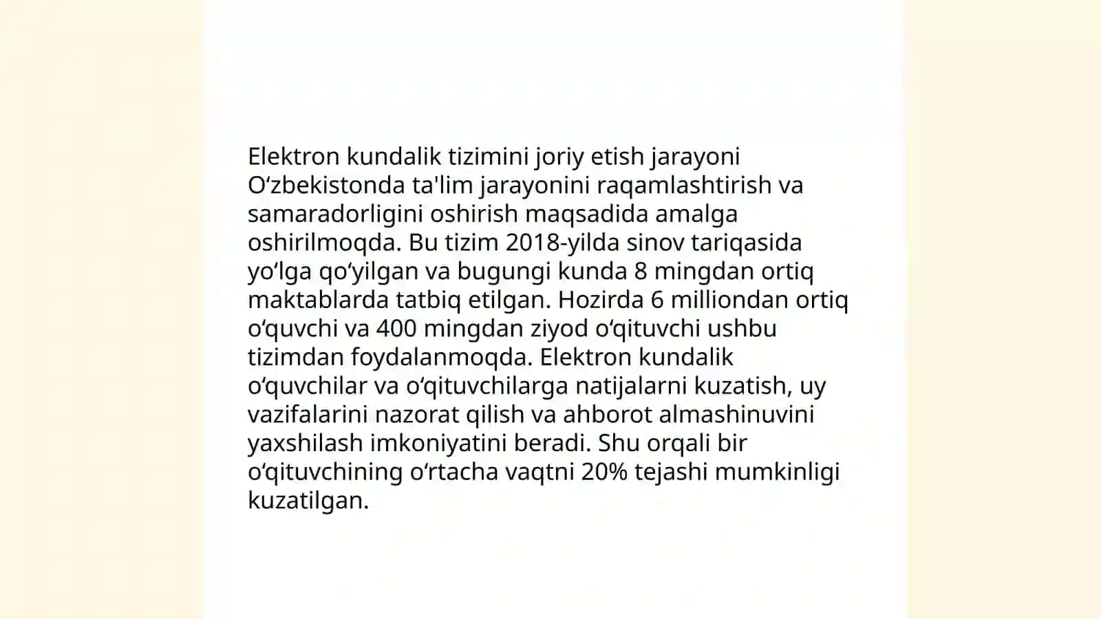 Umumta'lim maktablarida o'quvchilar bilimini baholash jarayonini raqamlashtirish va ta'lim jarayonida shaffoflikni ta'minlash 4
