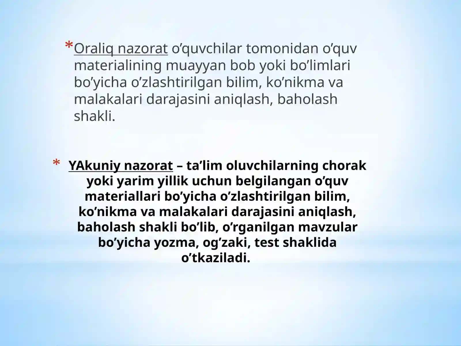 O'quv faoliyati natijalarini hisobga olish turlari, shakl va metodlari 4