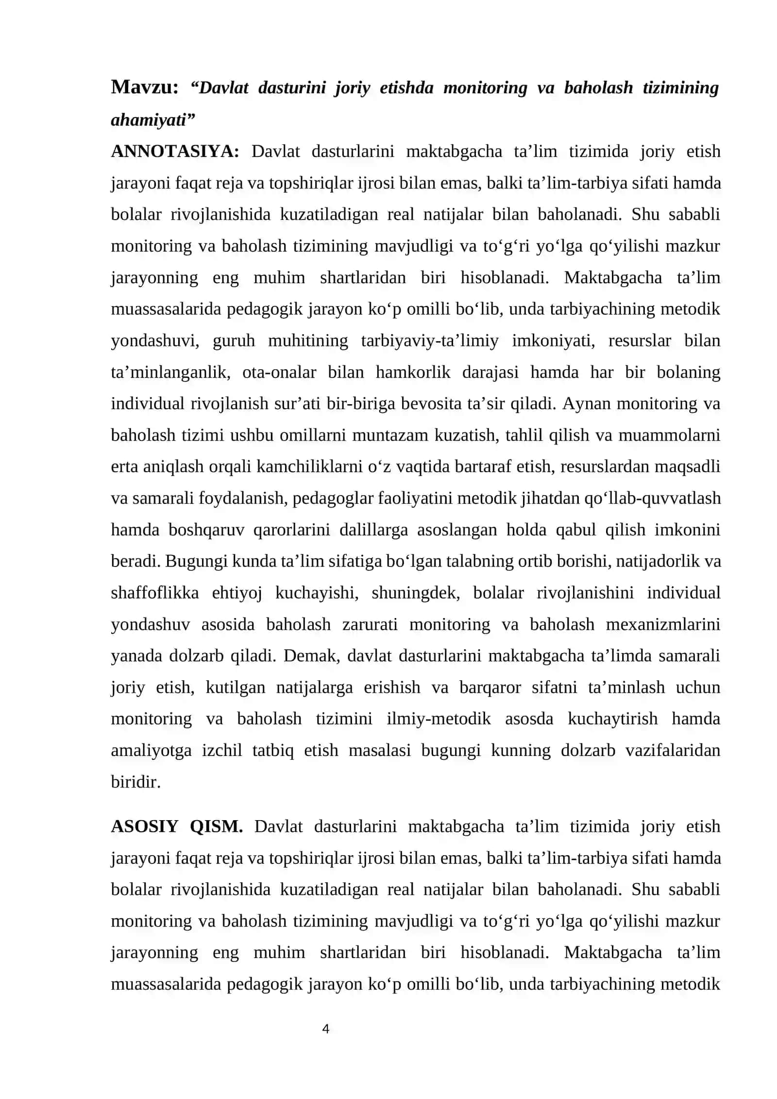 Davlat dasturini joriy etishda monitoring va baholash tizimining ahamiyati 4