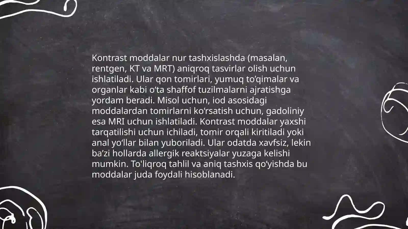 Nur tashxislash usulida kontras moddalarning xususiyati va turlari 4