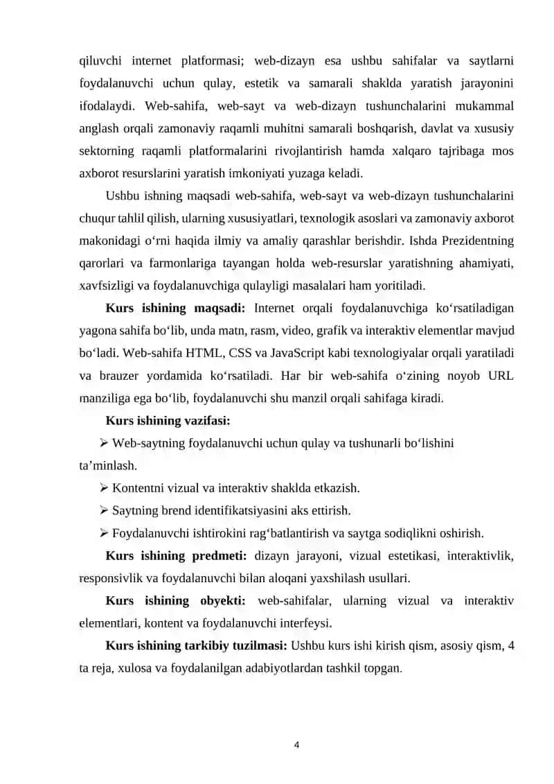 Kompyuter grafikasi va web-dizayn fanidan KURS ISHI 4