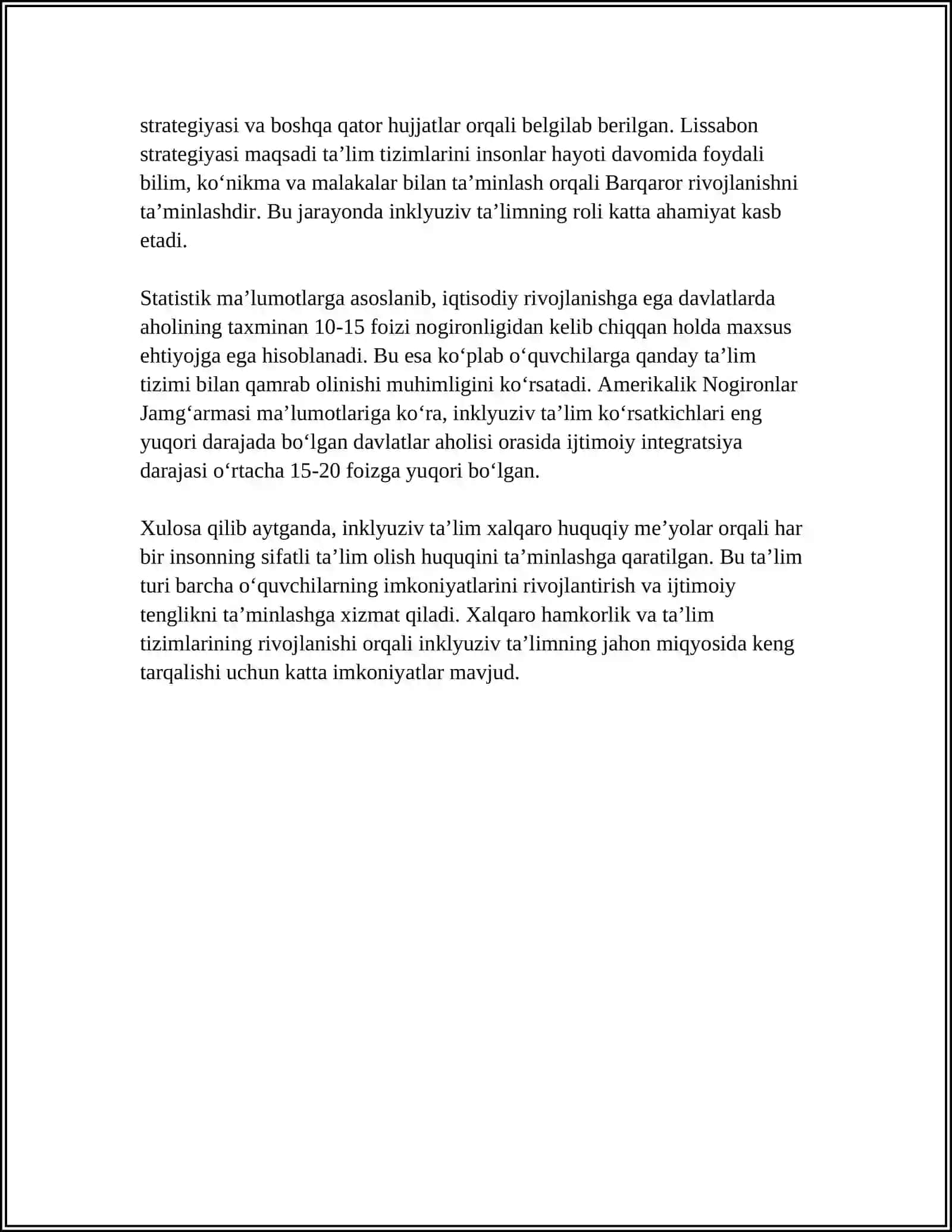 INKULIZIV TA'LIMNING XALQARO VA MILLIY HUQUQIY- ME'YORIY NEGIZLARI 4