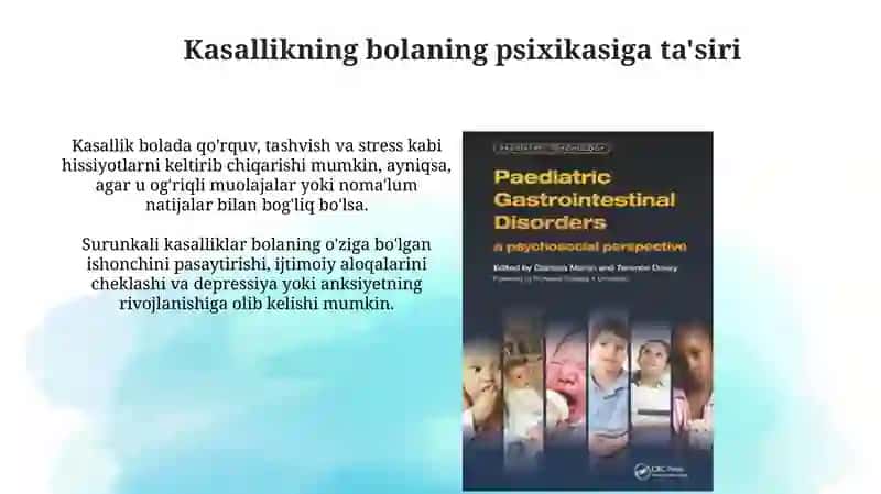 Bolalar kasalliklarida bemorlar psixologiyasi masalalari 4