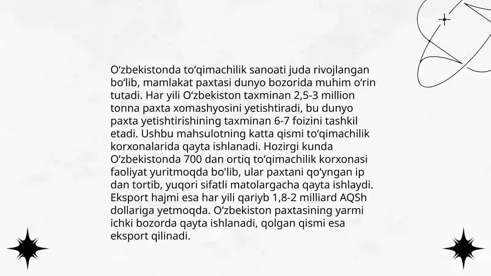Oʻzbekistonda toʻqimachilik sanoatining tarixi 4