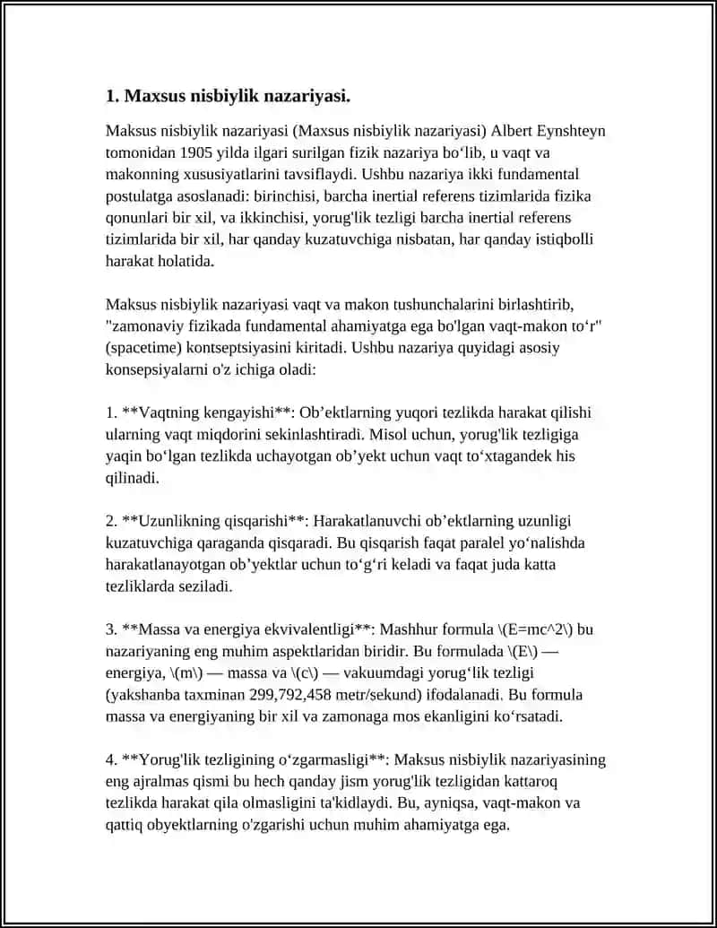 Maxsus nisbiylik nazariyasi 4