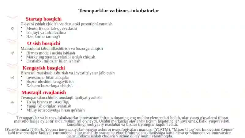 INNOVATSION FAOLIYATNING  TASHKILIY SHAKLLARI. MILLIY INNOVATSION  TIZIMLAR 4