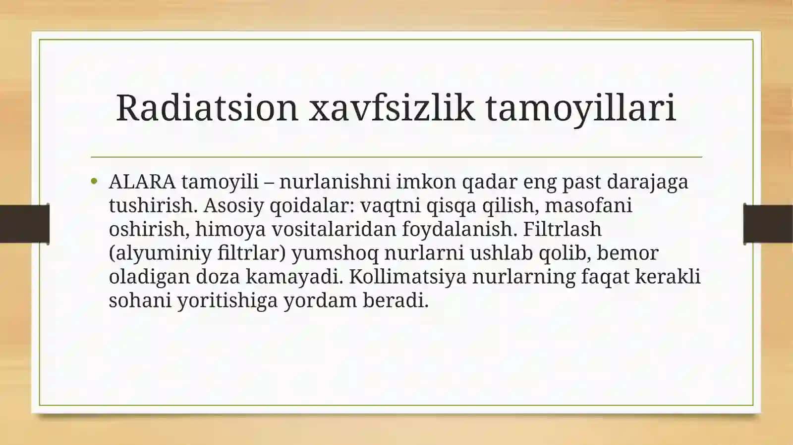 Bemorlar va personal radiatsion xavfsizlik asoslari 4