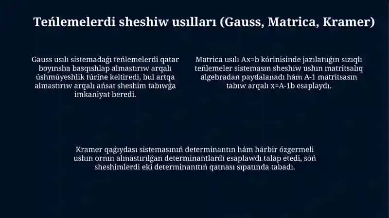 Sızıqlı algebralıq teńlemeler sisteması 4