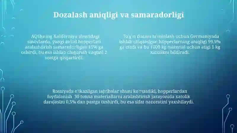 Dozalash va aralashtirish uchun bunkerlar 4