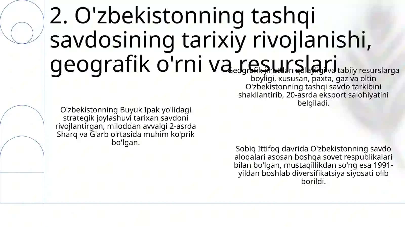 O'zbekistonning tashqi savdo siyosatini SWOT tahlil qilish 4