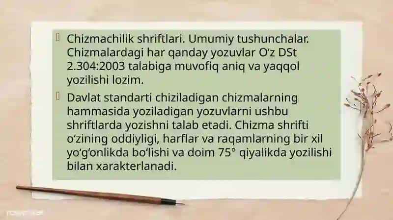 Chizma shriftlari va ularning o'lchamlari 4