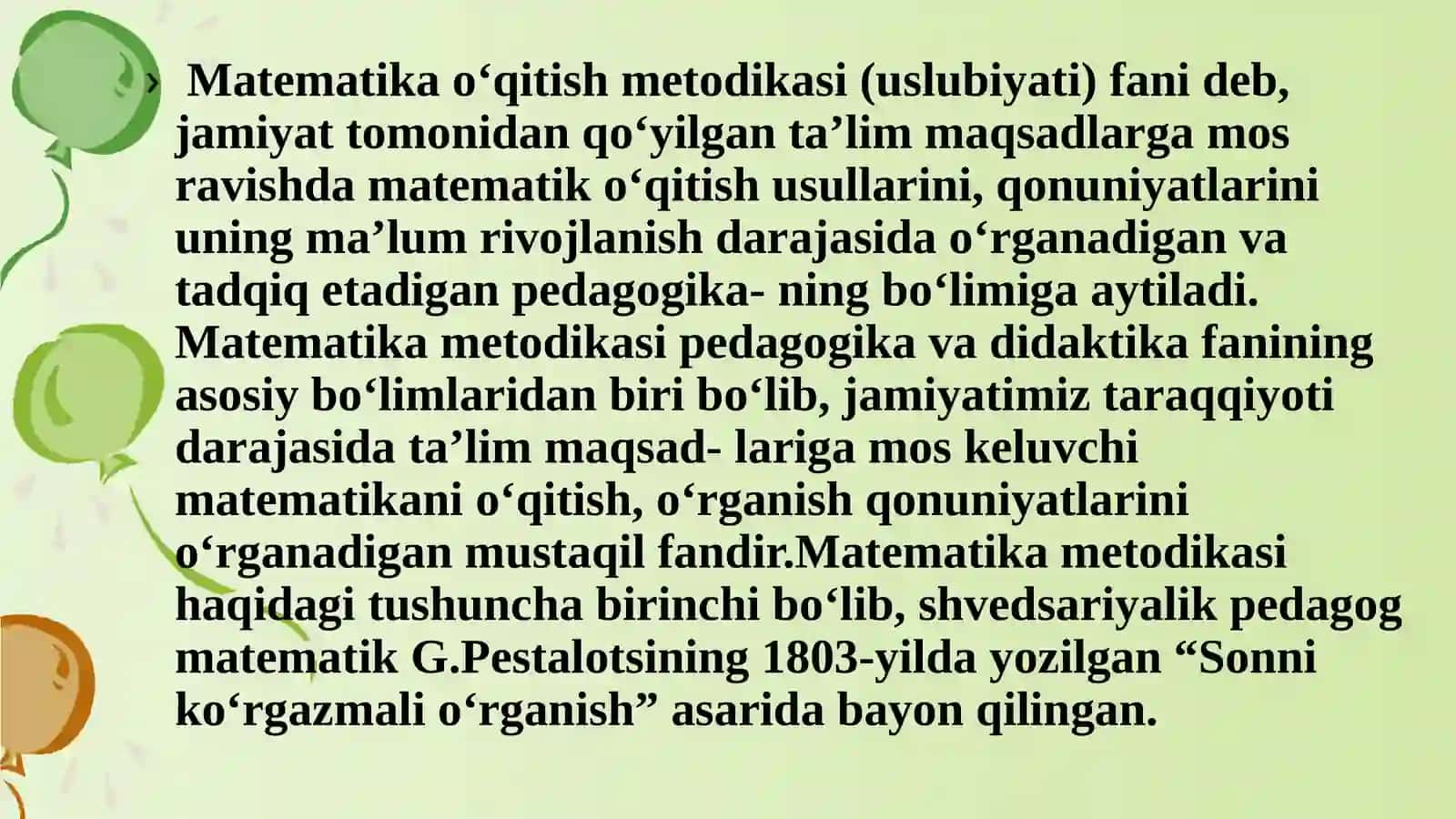 MATEMATIKA O’QITISH METODIKASI FANINING TARIXI, TARAQQIYOT BOSQICHLARI HAMDA RIVOJLANISH YO’LLARI 4