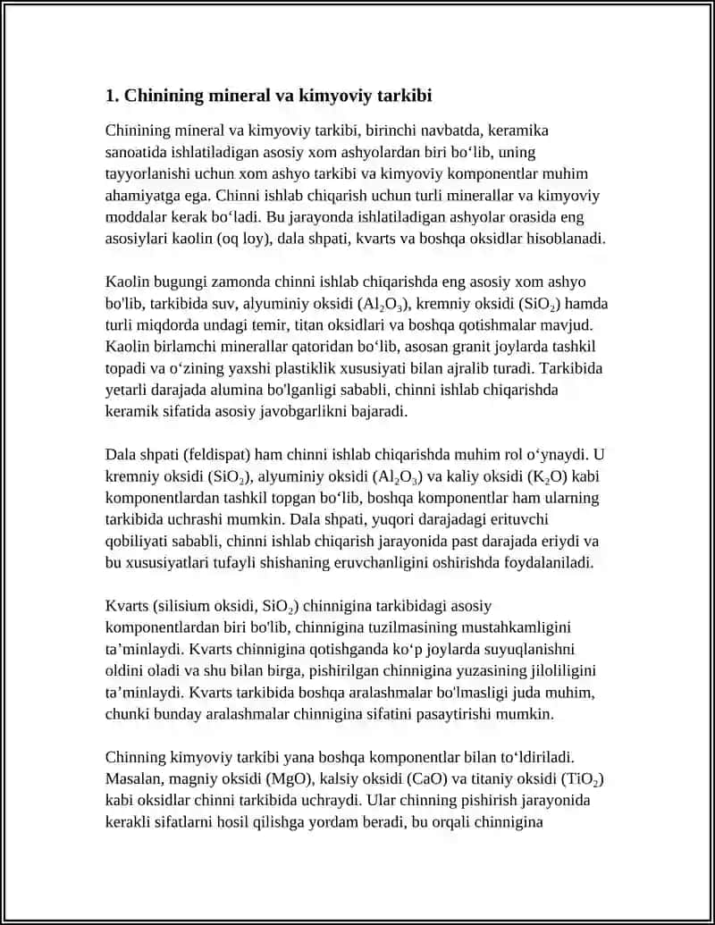 Chinni tarkibi va kimyoviy elementlari 4