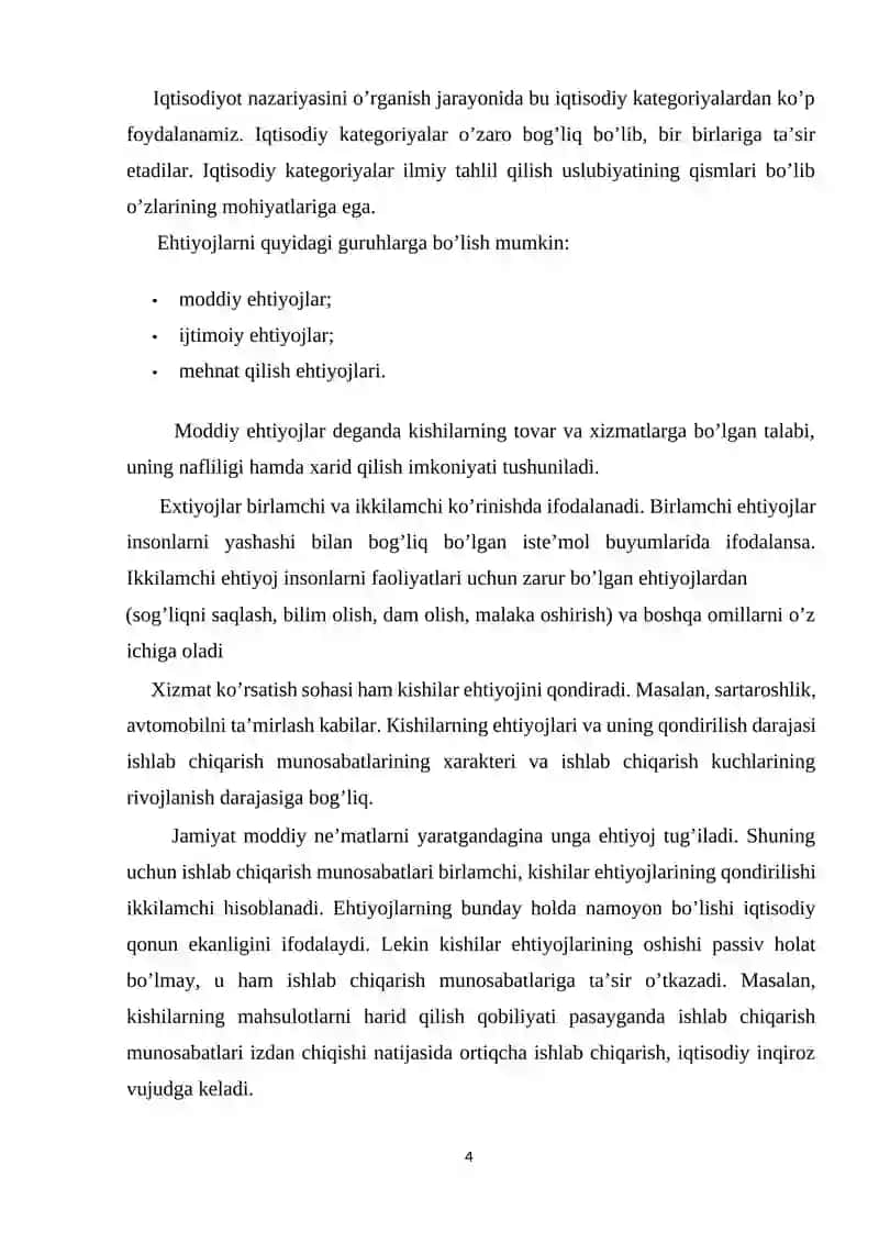 Iqtisodiy-iqtisodiy ehtiyojlar va uning qondirilishi 4