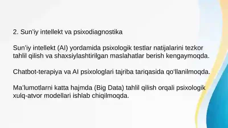 Psixologiyaning zamonaviy tendensiyalari Geshtalt psixologiyasining mazmun mohiyati, Psixologik salomatlik mezonlari 4