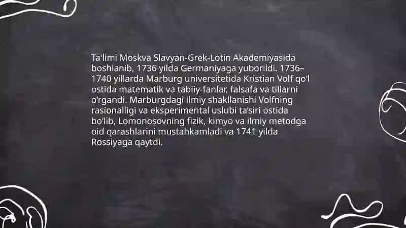 M.V.Lomonosovning hayoti va ilmiy faoliyati 4